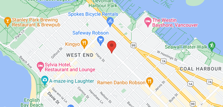 map of 301 1688 ROBSON STREET
